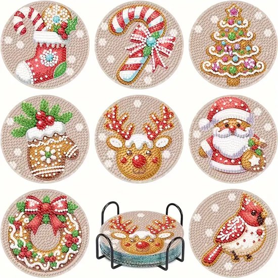 Diamond painting onderzetters kerst