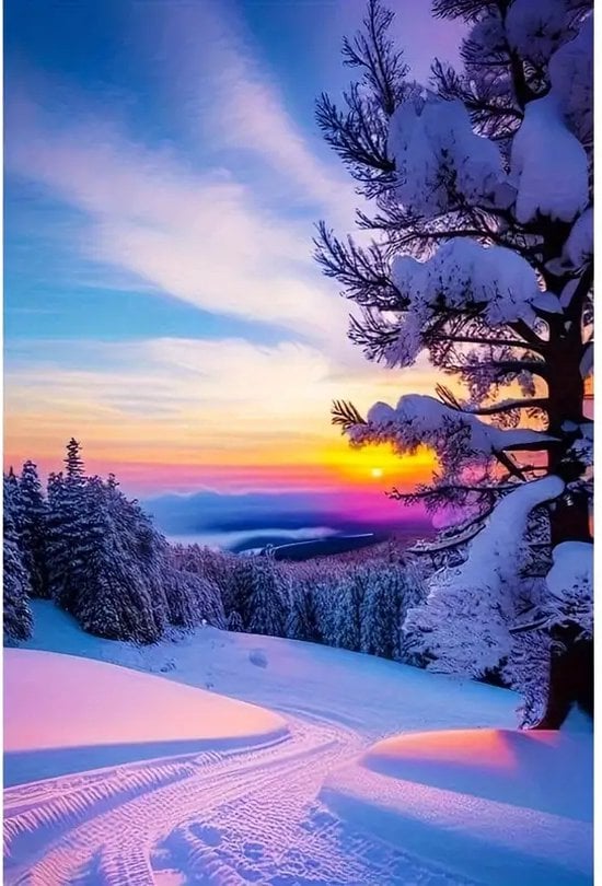 Diamond painting sneeuwlandschap  40x50cm