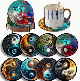 Diamond painting onderzetters ying en yang