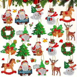 Diamond painting ornamenten kerst 20 stuks