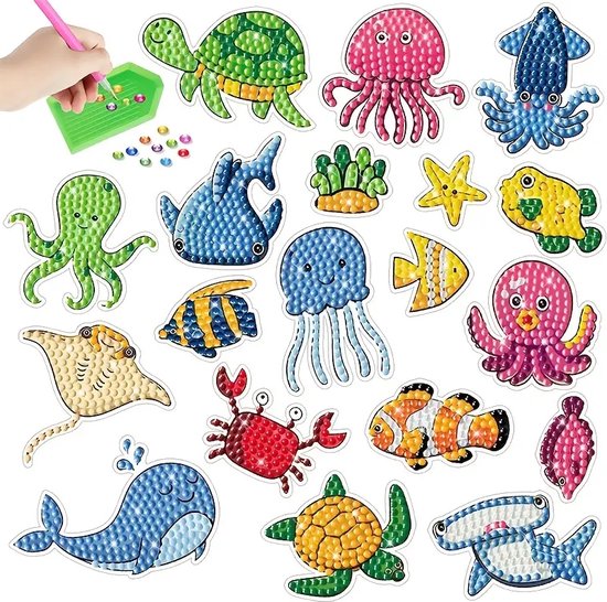Diamond painting stickers zeedieren