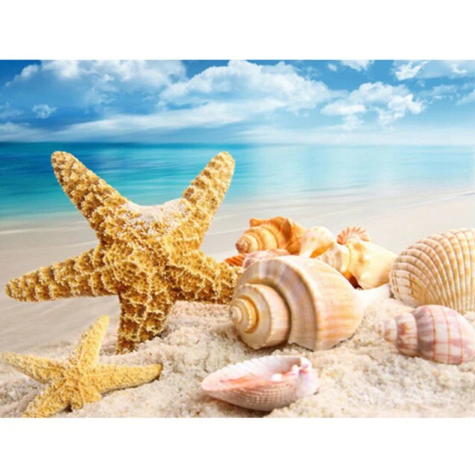 Diamond painting strand met schelpen 50x40cm