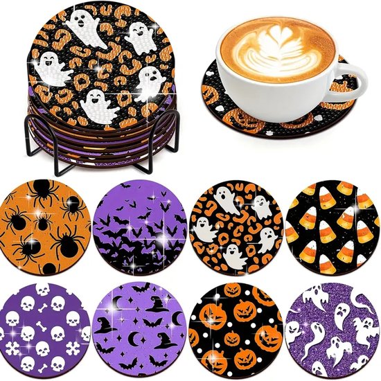 Diamond painting onderzetters halloween