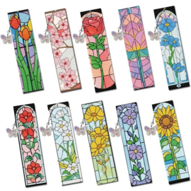 Diamond painting boekenleggers bloemen