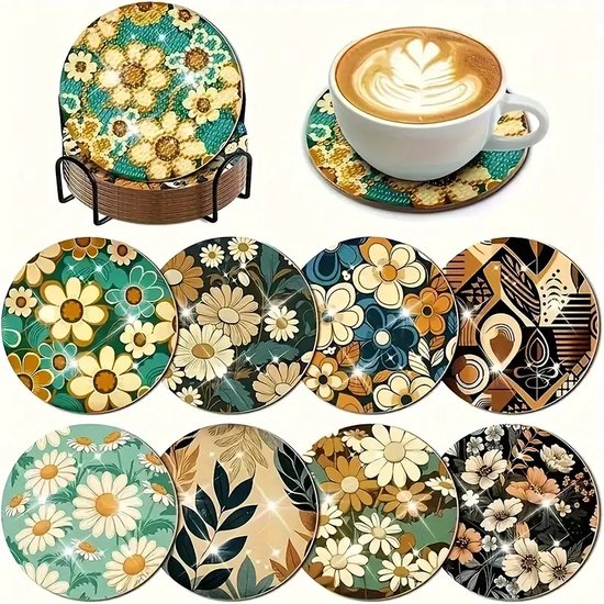 Diamond painting onderzetters bloemen