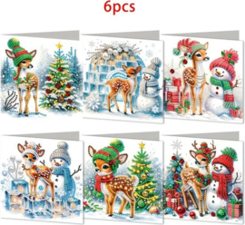 Diamond painting kerstkaarten 6 stuks
