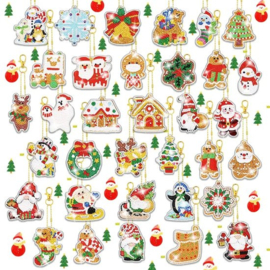 Diamond painting sleutelhangers kerst