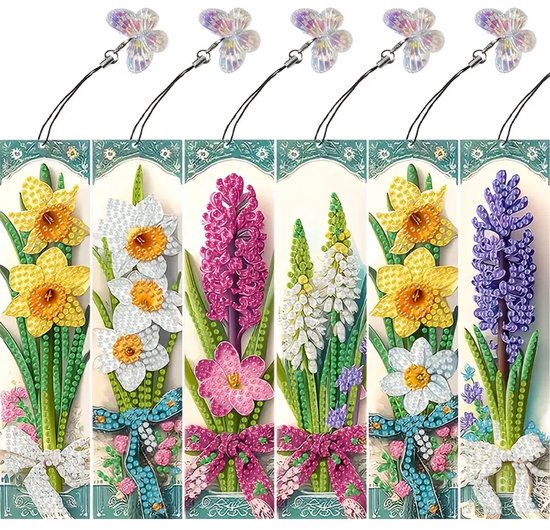 Diamond painting boekenleggers bloemen