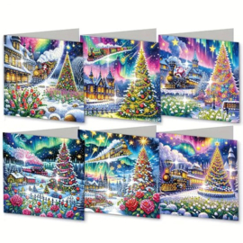 Diamond painting kerstkaarten 6 stuks