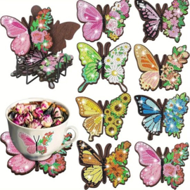 Diamond painting onderzetters vlinders