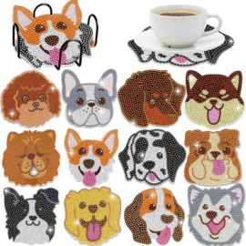 Diamond painting onderzetters honden