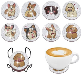 Diamond painting onderzetters puppy