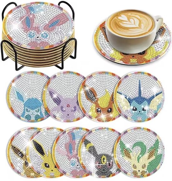 Diamond painting onderzetters Pokemon Eevee