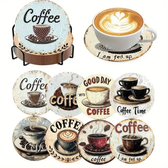 Diamond painting onderzetters coffee