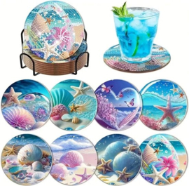 Diamond painting onderzetters schelpen