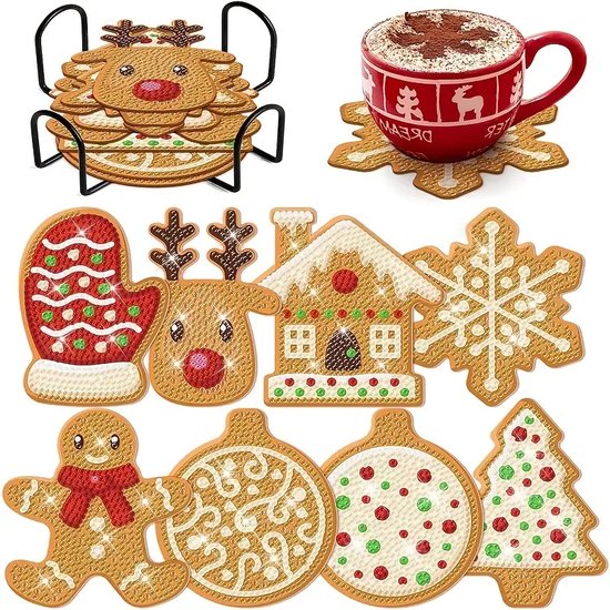 Diamond painting onderzetters kerst koekjes