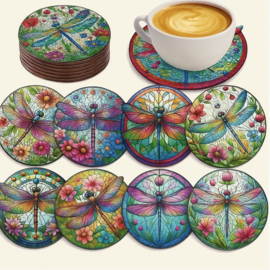 Diamond painting onderzetters libelle