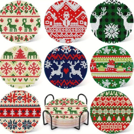 Diamond painting onderzetters kerst rendieren