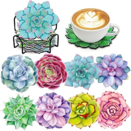 Diamond painting onderzetters bloemen