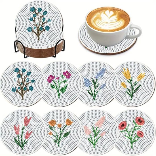 Diamond painting onderzetters wildflowers