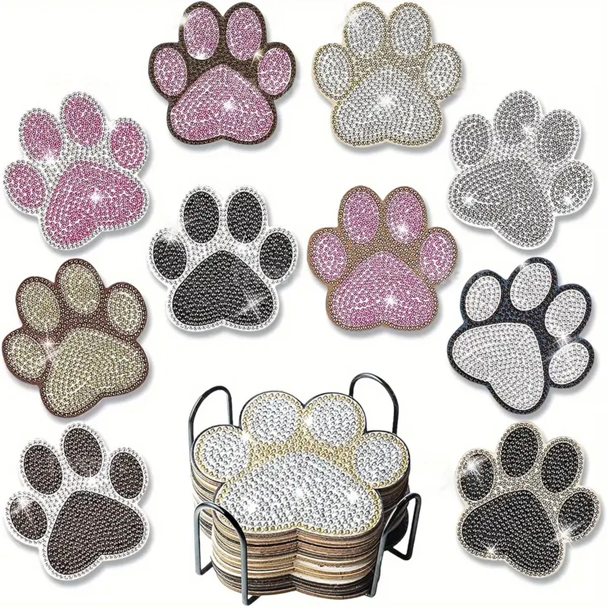 Diamond painting onderzetters dieren pootjes