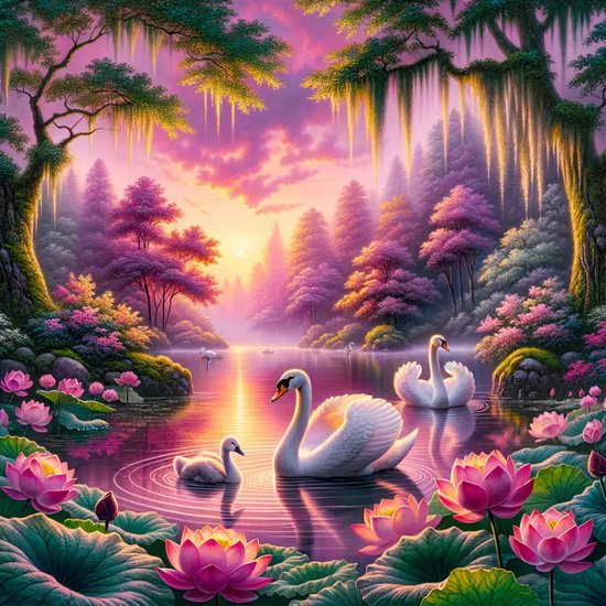 Diamond painting zwanenmeer 40x40cm