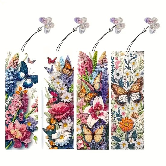 Diamond painting boekenleggers vlinders