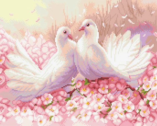 Diamond painting duiven 50x40cm
