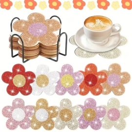 Diamond painting onderzetters bloemen