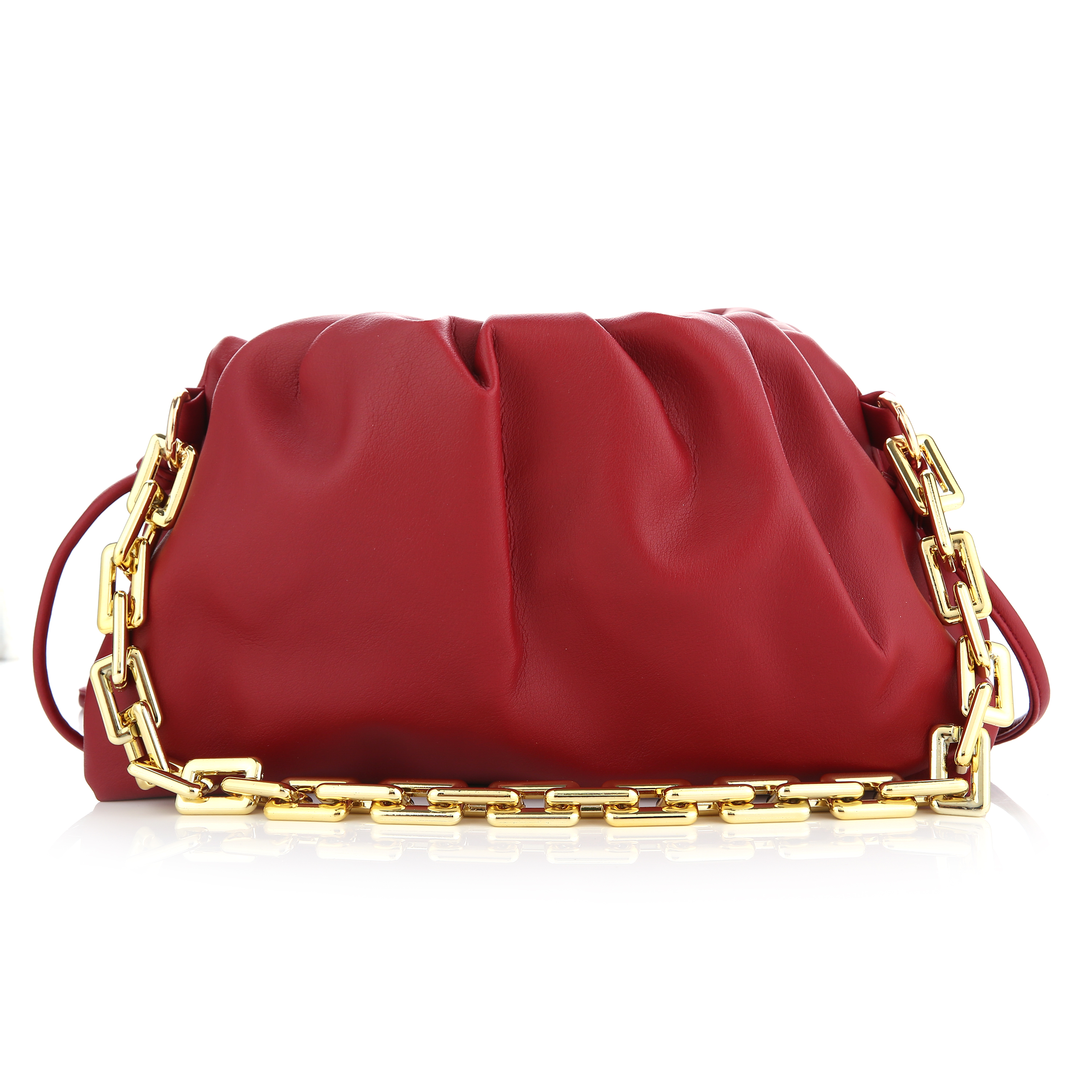 Schoudertas bordeaux met gouden ketting