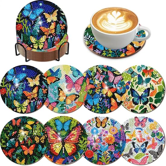 Diamond painting onderzetters vlinders