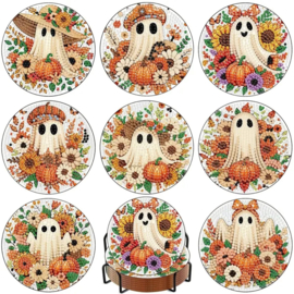 Diamond painting onderzetters herfst spookjes