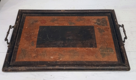 19th century wooden tray with flowers
