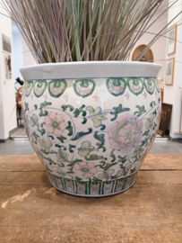 Chinese print ceramic planter