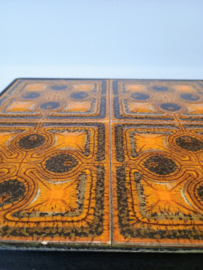 Tile top table with metal base
