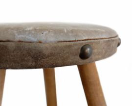 Antique French Rustic Milking Stool, 1920