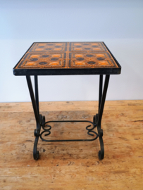 Tile top table with metal base