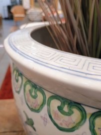 Chinese print ceramic planter