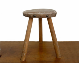 Antique French Rustic Milking Stool, 1920