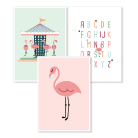 FLAMINGO - set van 3 A4 posters