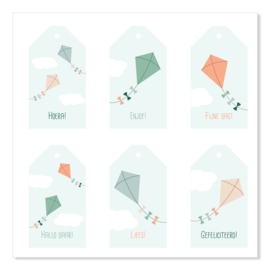 KITE - gift tags (blauw) 6 stuks