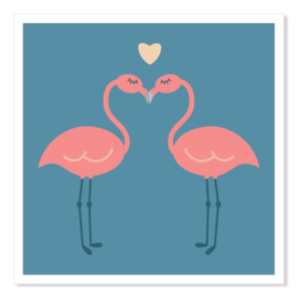 FLAMINGO LOVE - dubbele kaart met envelop