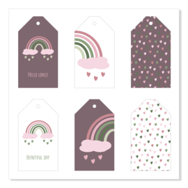 RAINBOW - gift tags paars (set van 6)