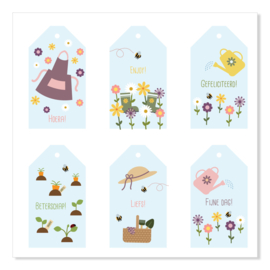 GARDEN - gift tags (blauw) set van 6