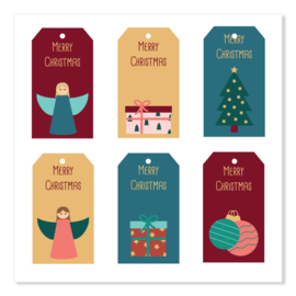 KERST - gift tags  (set van 6)