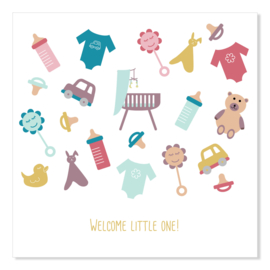 BABY - Dubbele kaart met envelop (kleur keuze)