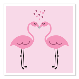 FLAMINGO LOVE - dubbele kaart met envelop