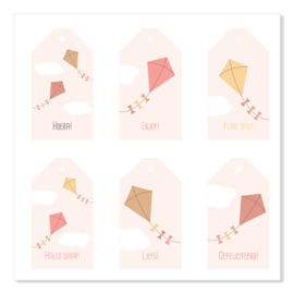KITE - gift tags (roze) 6 stuks