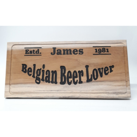 Gepersonaliseerde Teak-plank "Belgian Beer Lover"