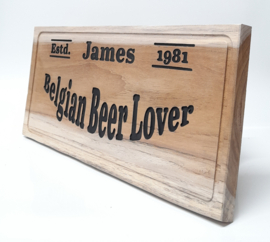Gepersonaliseerde Teak-plank "Belgian Beer Lover"